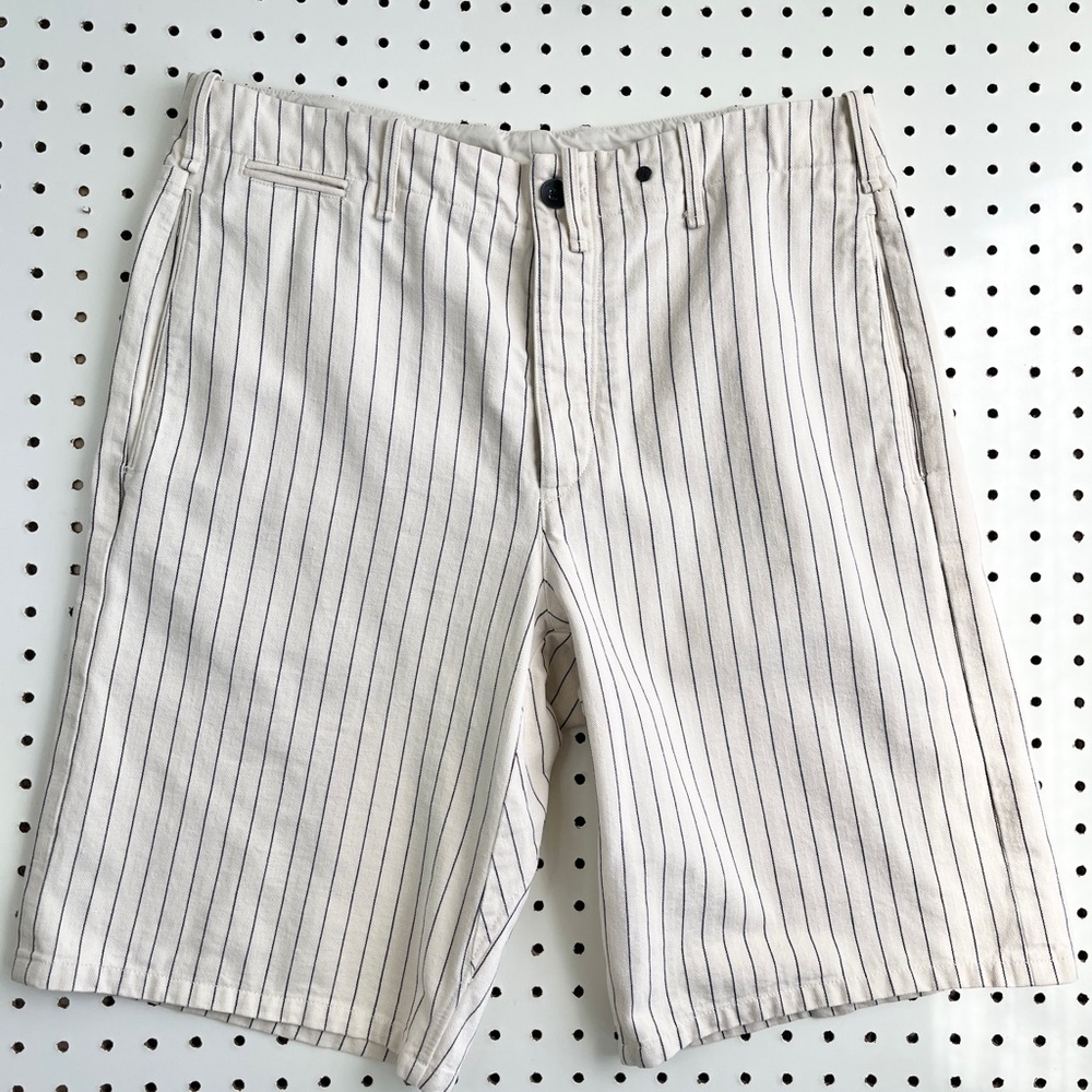 Rag & Bone Mens Beach Cotton Canvas Striped Button Fly Short Size 32 Striped